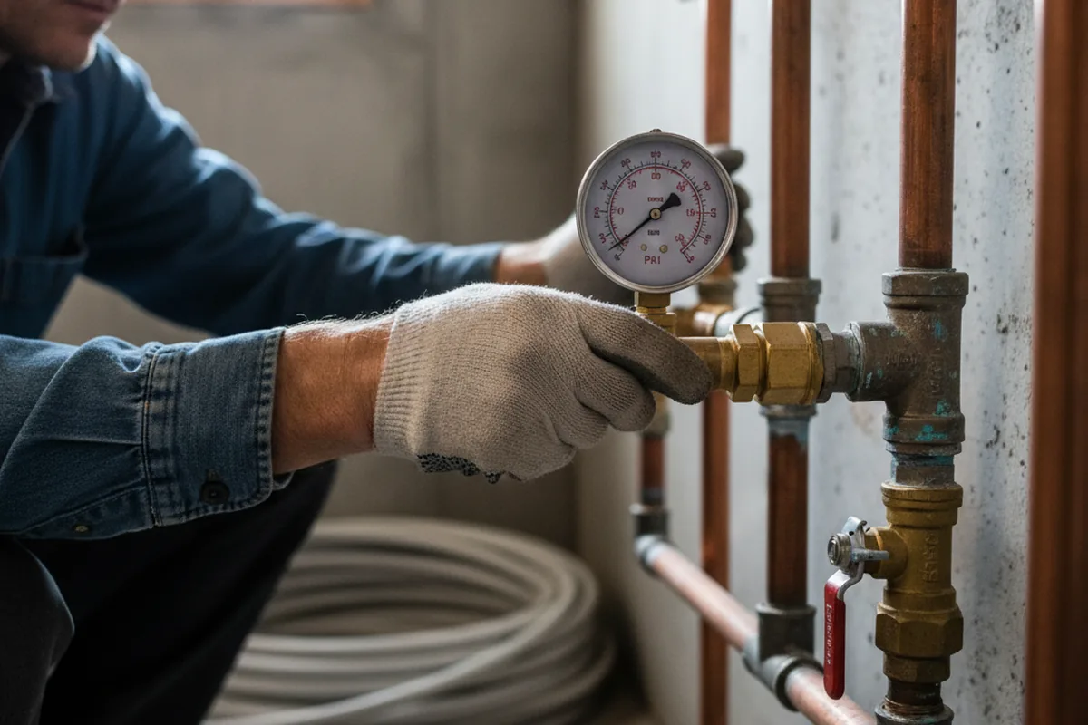 Pressure testing a repaired line during Water Line Repair in Walford